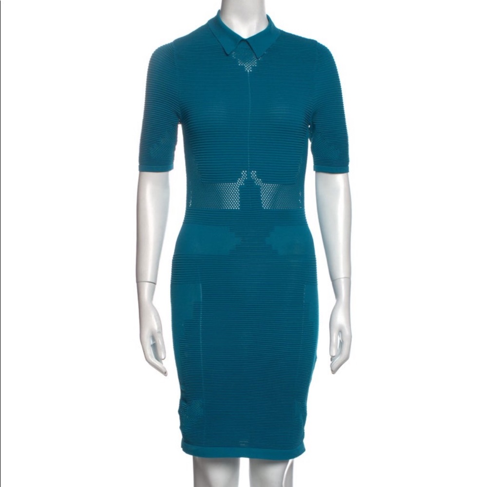 Alexander Wang Mesh Teal Collared Bodycon Size XS